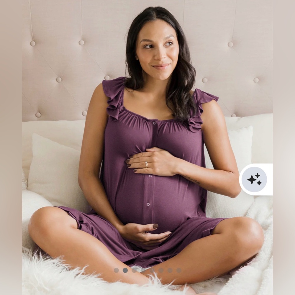 Maternity Nightgown — Plum Purple Nursing Sleep Dress